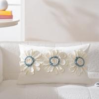Funda de almohada de sofá con flores tridimensionales, funda de almohada de lujo suave y ligera para dormitorio, cojín de cintura para balcón - details 1