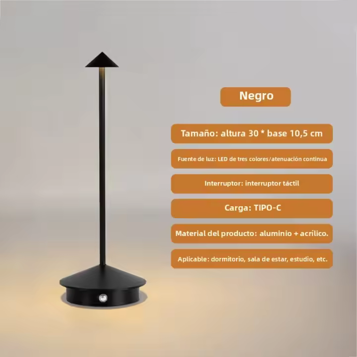 Lámpara De Mesa LED Recargable Creativa Para Comedor Con Iluminación Táctil 3 Niveles De Brillo Para Decoración De Dormitorio Bar Café Tabla Luz Moderna Estilo Iron - 1