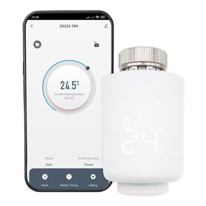 LED ATOMANT Válvula Termostática Inteligente Zigbee para Radiador, Control por Voz y APP Smart Life/Tuya, Compatible con Alexa y Google Home, Programable, Termostato WiFi, ideal para el ahorro de energía en hogares eficientes y conectados - 1