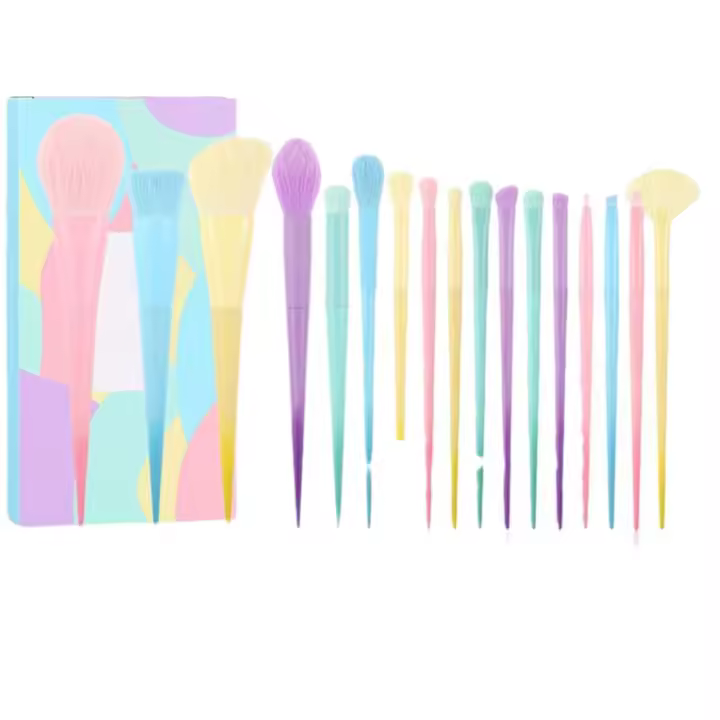 Cepillo cosmético suave Set 17pcs Kit de cepillo de maquillaje Tubo de aluminio de fibra biónica para fiesta de citas al aire libre - 1