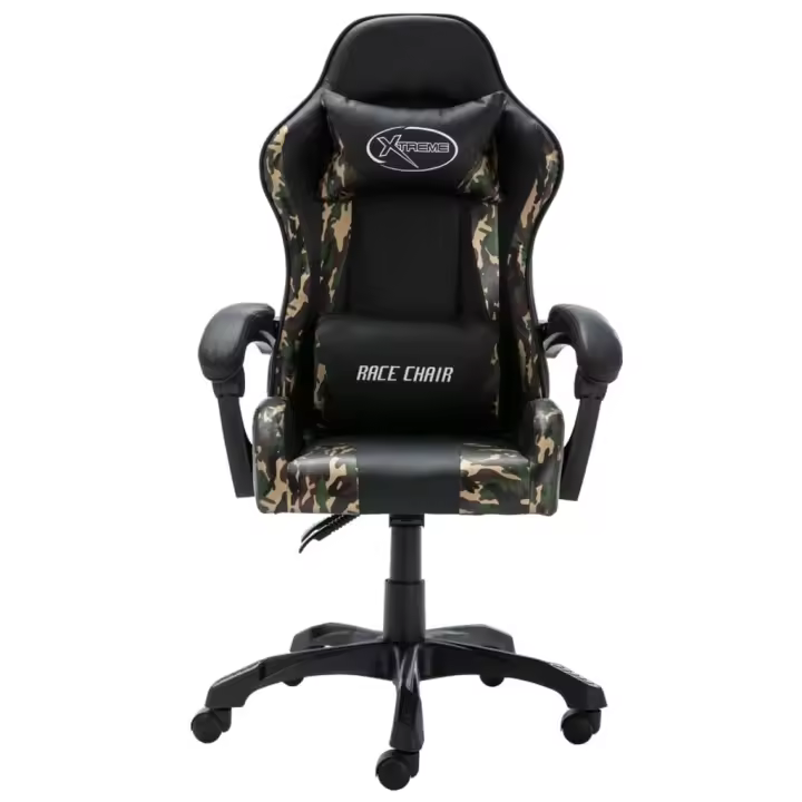 Silla Gaming de cuero sintético Negro y camuflaje - 1