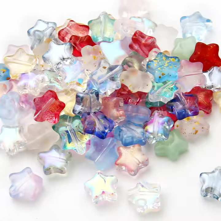 50Pcs Accesorios Antiguos De Vidrio: Perlas De Estrella Pentagonal Únicas Para DIY Joyería Collar Y Aretes Hechas a Mano - 1