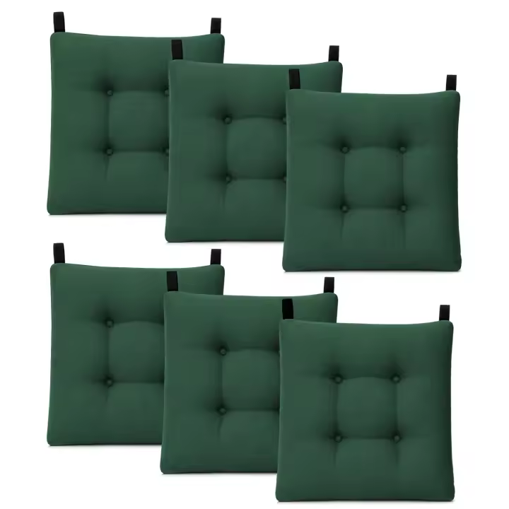 Pack de 2/4/6 Cojines para Silla de 40x40x8cm Acolchados, Relleno de Espuma de Poliuretano con Cintas de Sujeción Antideslizantes para Interior y Exterior, Fabricado en España. Variedad de Colores y Packs - 1