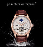 Reloj De Pulsera Para Hombre LIGE Clásico Retro Automático De Cuero Genuino Impermeable Militar Con Torbión Y Calendario Lunar - details 5