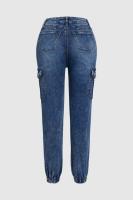 Jeans De Mujer Destrozados Con Estiramiento Y Cierre Elástico Pantalones Cargo Casual Con Multípocket De Cintura Media Y Pierna Delgada T16 - details 4