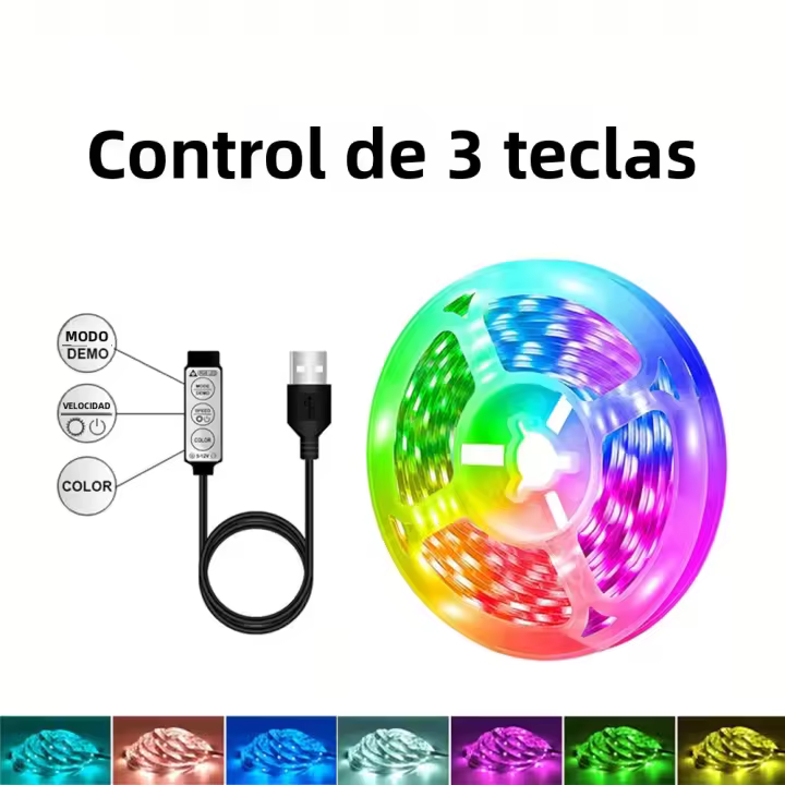 Tiras LED Flexibles RGB 40M/131Ft Con Control Remoto APP Y Música Sync USB 5V Para Decoración De Habitaciones Luz Trasera De TV - 1