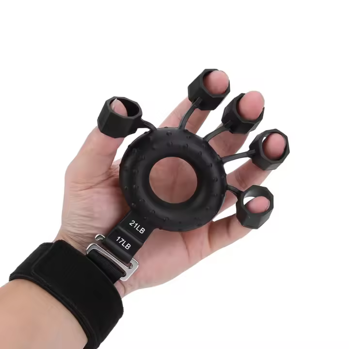 Entrenador De Músculos De Mano Con Anillo De Muñeca Ajustable En Silicona Estirador De Dedos Para Escalar Y Guitarra - 1