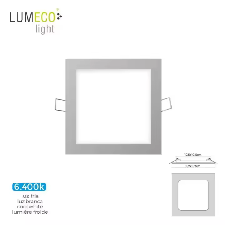 Mini downlight led empotrable cuadrado 6w 6400k luz fría Color cromo 11.7x11.7cm EDM - 1