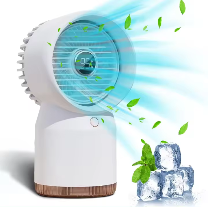 Pilipane Aire Acondicionado para Coche,Mini Ventilador de refrigeración USB Blanco portátil, humidificación por pulverización, miniventilador de Aire Acondicionado silencioso de Cuatro velocidades - 1