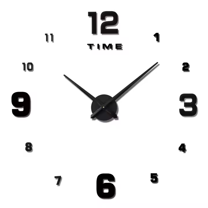 DIY Reloj de Pared Grande 3D Modern Negro Acrylic Adhesive | Hogar Oficina Negocio - 1