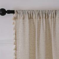 Cortinas De Lino Sólido Con Borlas Para Sala De Estar Dormitorio Balcones Estilo Francés Rustico Cortinas Semi-Blindas - details 4