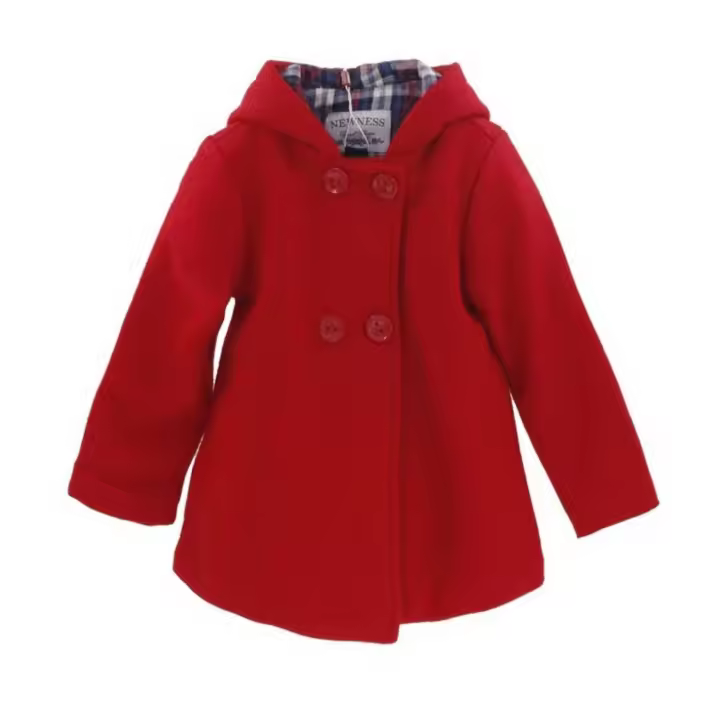 Newness Abrigo de Niña Ropa de Abrigo Para Bebes Ropa para Vestir Abrigo de Paño Rojo Con Capucha Chaqueta Para niñas Talla 9 meses - 1