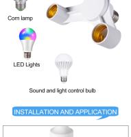 Adaptador Divisor De Bombilla LED VzzUoo 3 En 1 E27 Para Fotografía Y Estudio Material PC+ABS Soporte Para Bombilla - details 5