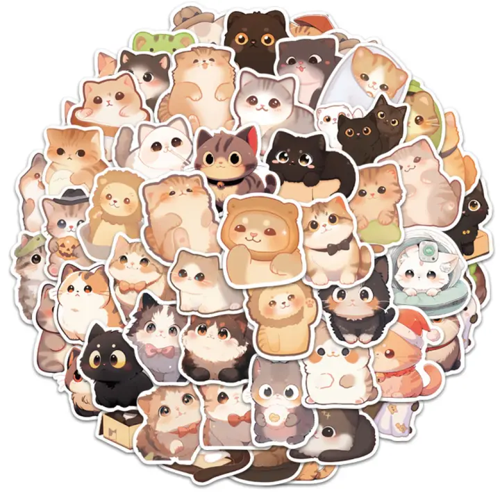 50PCS Pegatinas Creativas De Ojos Redondos Para Gatos Para Decorar Maletas Teléfonos Móviles Y Fundas De Computadora DIY - 1