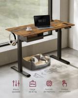 Escritorio eléctrico ajustable en altura, 60x120 cm, ajuste continuo, con 4 memorias de altura, toma de enchufe, usb integrado, disponible en blanco, marrón rústico y roble - details 7