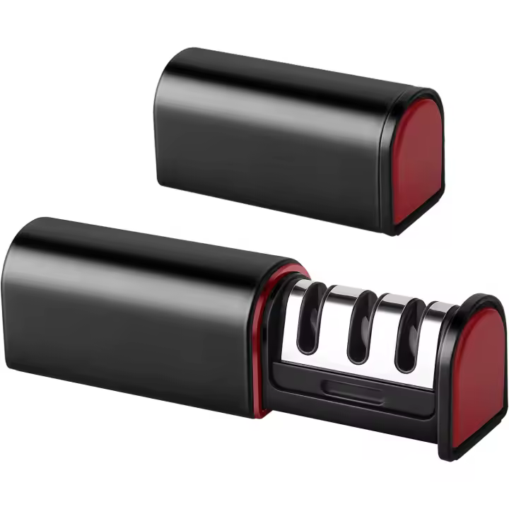 Afilador de tres Lados para afilar en agua y en Seco Afilado Gruuso/Fino Afilador de tres tapas Ayuda a reparar y restaurar (Rojo) - 1