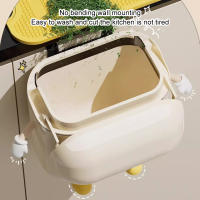 Cesta De Basura Colgante Para Cocina Y Baño Hecha De Plástico ABS Duradero Fácil De Limpia Cubierta Superior Previene Olores - details 3