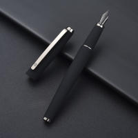 HongDian 517D Pluma Fuente De Tinta Mate Negra Con Clip De Plata Y Punta Curva EF F Para Escuela Y Oficina Suministros De Papelería Regalos - details 2