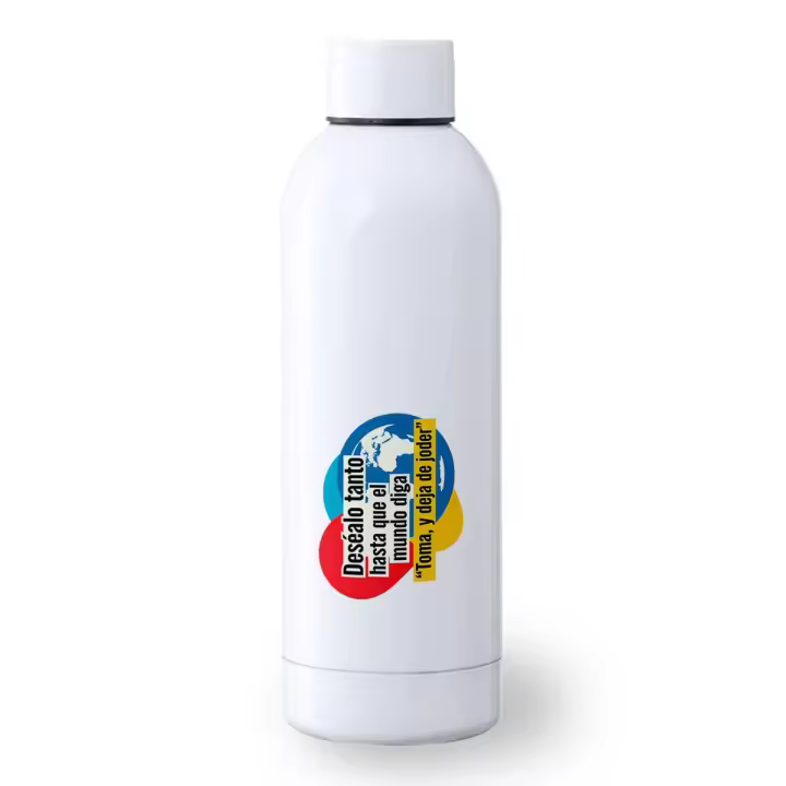 MERCHANDMANIA Bidón 500 ml acero inoxidable frase motivadora deseo sueño esfuerzo deporte deportivo botella senderismo - 1