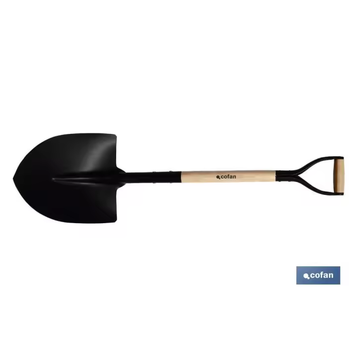 Cofan - Pala Redonda de Acero con Puño Moleta Cerrada de Madera - 1