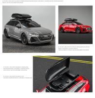 Coche De Juguete Audi RS6 1:24 Con Luz Y Sonido Vehículo De Carreras a Escala Puertas Abreables Regalo Para Niños Coleccionable Metal - details 11