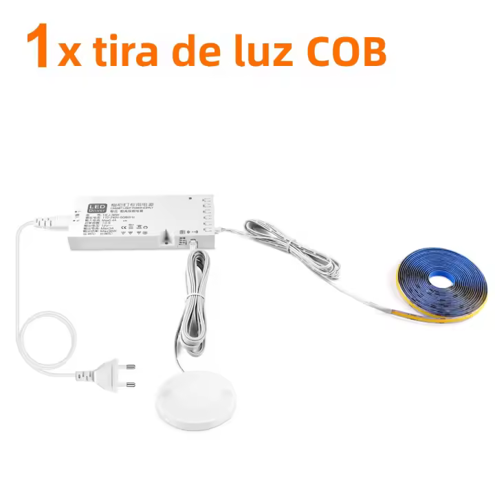 Tira LED COB 6x5M Con Sensor De Movimiento De Mano En Madera Y Interruptor Táctil Dimmer Penetrable 12V 320LEDs/m Iluminación Para Casa Y Cocina Decorativa - 1
