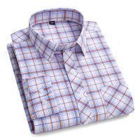 Camisa a Cuadros De Algodón Puro 100% Para Hombres Cuello En V Manga Larga Estilo Casual Comodidad Oficina Trabajo Formal - details 9