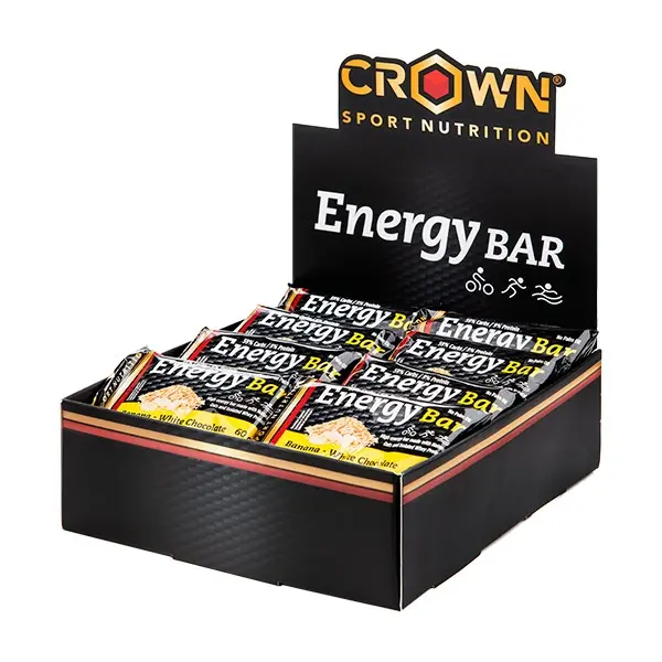 Crown Sport Nutrition - Energy Bar 12 x 60g - Barrita energética de rápida asimilación -  Sabor: Banana y chocolate blanco - 1