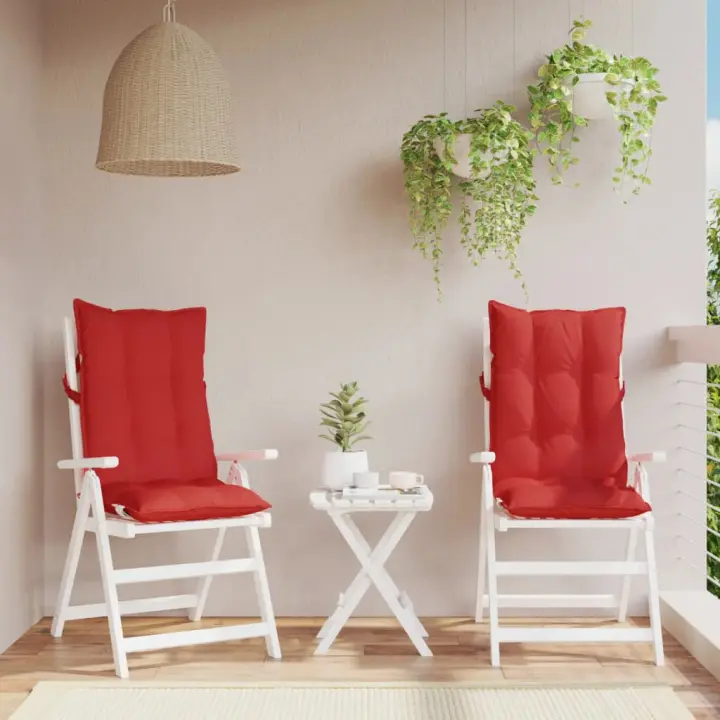 vidaXL Cojines de silla con respaldo alto 2 uds tela Oxford rojo - 1