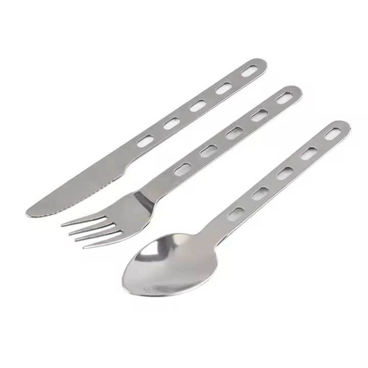 Juego De Cubiertos De Acero Inoxidable Ultra Ligeros 3 Piezas Cuchillo Fork Cuchara Para Uso Doméstico Viajes Camping Picnic - 1