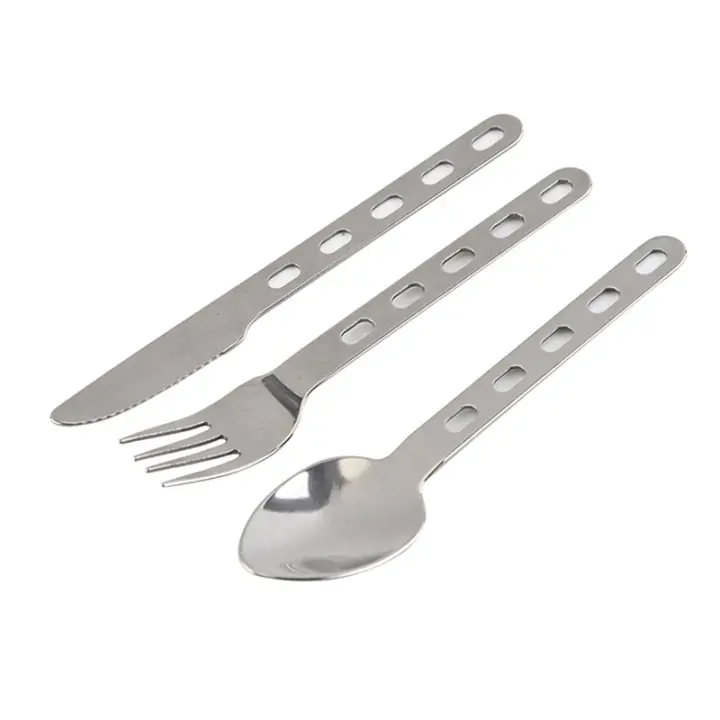Juego De Cubiertos De Acero Inoxidable Ultra Ligeros 3 Piezas Cuchillo Fork Cuchara Para Uso Doméstico Viajes Camping Picnic - 1