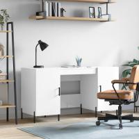 vidaXL Escritorio madera contrachapada 140x50x75 cm en color Blanco brillante/Blanco/Marrón roble y más | estructura resistente ideal para salón dormitorio o estudio - details 0