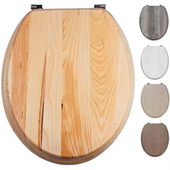 TIENDA EURASIA® Tapa de WC Universal - Color Liso - Tapa Fabricada en MDF con Bisagras de Plastico - Medida 43,5 x 37,5 cm - 1