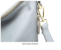 Bolso De Hombro Para Mujer Zency Elegante Azul De Cuero Genuino 100% Bolso Hobos Blanco Mochila Mensajera Para Dama Con Decoración De Cerradura Charm Lock Tamaños Variados - details 15