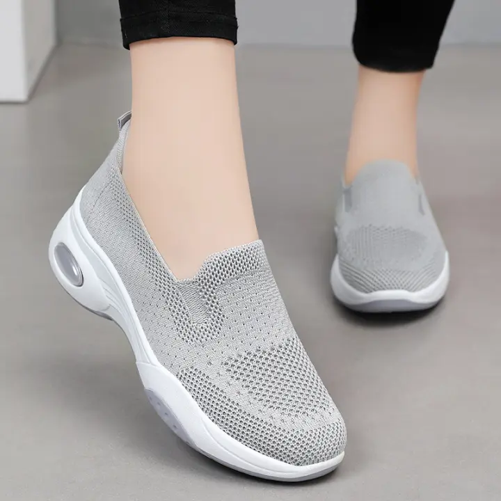 Zapatillas De Verano Para Mujer Zapatos Casuales Transpirables Zapatillas De Tela Suela De PVC Tacón Medio Envío Gratis - 1
