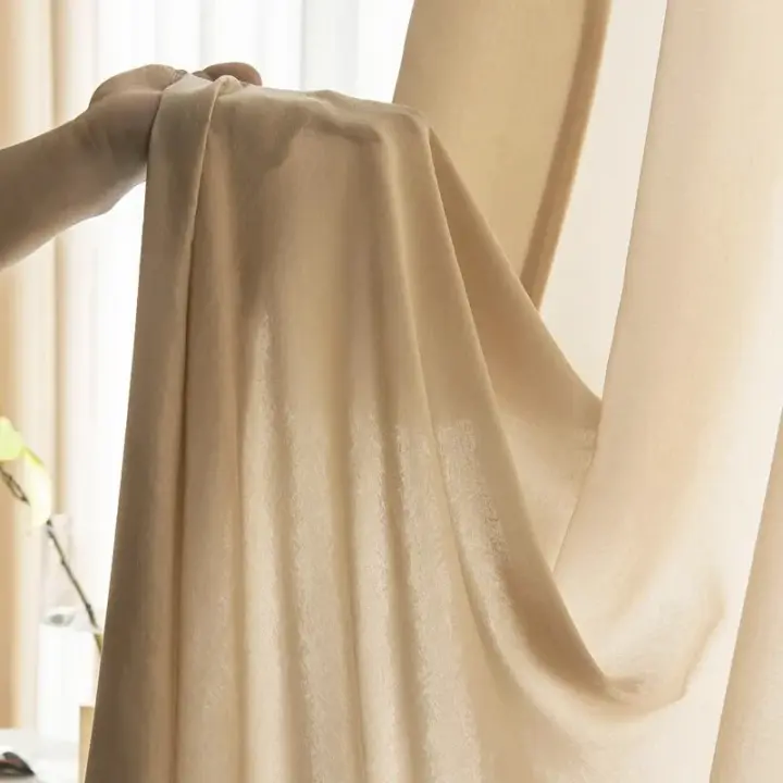 Cortinas De Tulle Sólidas Para Sala De Estar Ventanas Cortina Transparente Para Puerta De Sala Decoración Suave Rideau Voilage Textura - 1