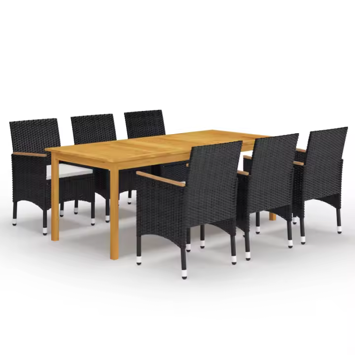 vidaXL Juego de comedor de jardín de 7 piezas negro - 1