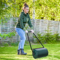 Outsunny Rodillo para Césped Ancho 50cm Ø30cm Rodillo de Césped de 30L Relleno de Arena o Agua con Mango en U para Jardín Granja Verde Oscuro - details 1