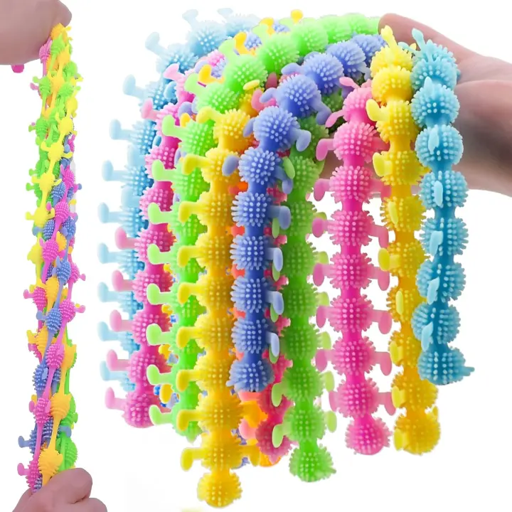 24 piezas de juguetes sensoriales, juguetes de colores con cuerda elástica y fideos clásicos, alivian la presión de la ansiedad de los niños. - 1