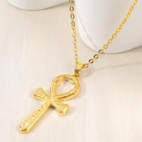 Encanto Collar con colgante de cruz para mujer, estilo retro artístico, de cobre, chapado en oro auténtico. - details 6