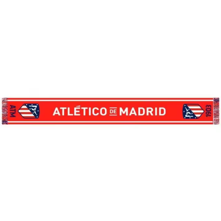 Bufanda Atlético de Madrid fondo rojo Atlético DE Madrid escudos laterales tamaño aprox 130x20cm producto oficial BAT25367 - 1
