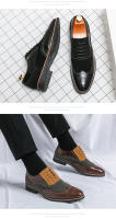 Zapatos De Negocios De Moda Para Hombre En Cuero Con Punto Y Lazo Zapatos De Boda Con Diseño De Brock Zapatos Casuales Transversales Para Adultos - details 11
