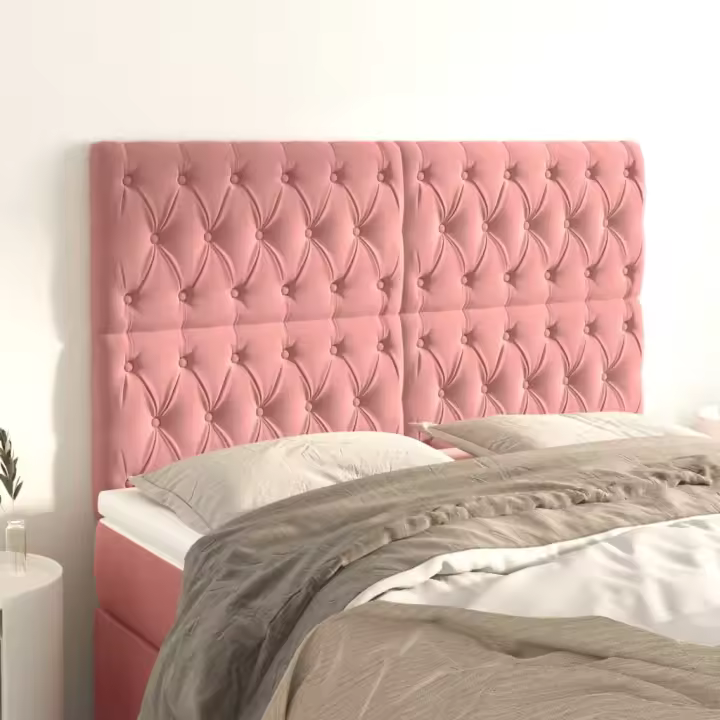 vidaXL Cabeceros 4 unidades de terciopelo rosa 80x7x78/88 cm - 1