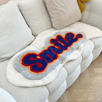 Alfombra De Baño Suave Con Elemento De Letra Sonrisa Tapete De Nubes Tejido De Poliéster Antideslizante Y Resistente Al Desvanecimiento Para Habitación De Invierno - details 3