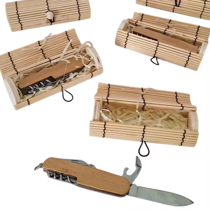 Lote Navaja multiusos con caja bambú - Detalles y obsequios para bodas, comuniones, bautizos - 1