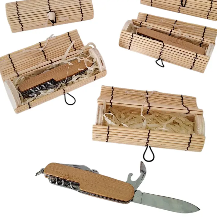 Lote Navaja multiusos con caja bambú - Detalles y obsequios para bodas, comuniones, bautizos - 1