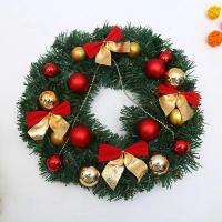 Corona Navideña Roja Para Puerta De Entrada Con Oro Decoración De Pared Y Puerta Guirnalda De Navidad Ornamento De Casa - details 4