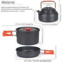 Kit De Cocina Para Camping 1 Pieza Set De Cocina Al Aire Libre Equipamiento De Aluminio Para Viajes Picnics BBQ Con Potencia Plástica - details 0