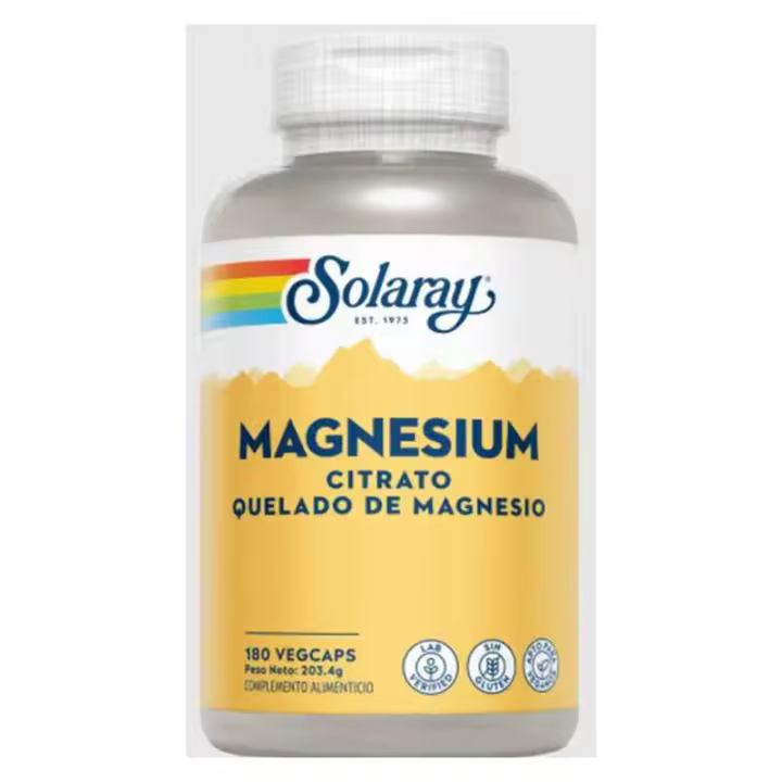 Solaray Magnesio Citrato 180 Cápsulas - Multivitaminas para Mejorar la Resistencia Muscular - 1