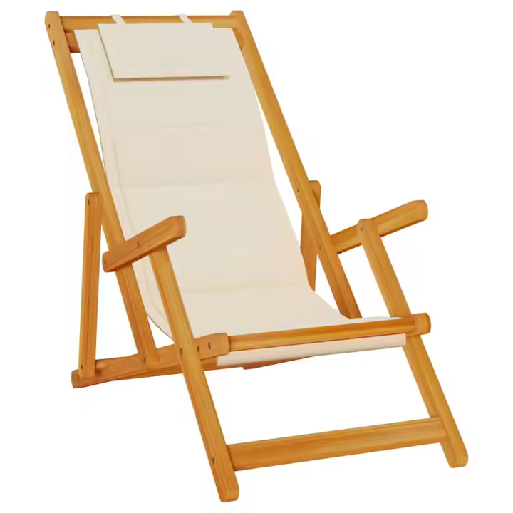 Silla de Playa plegable con reposabrazos crema - 1